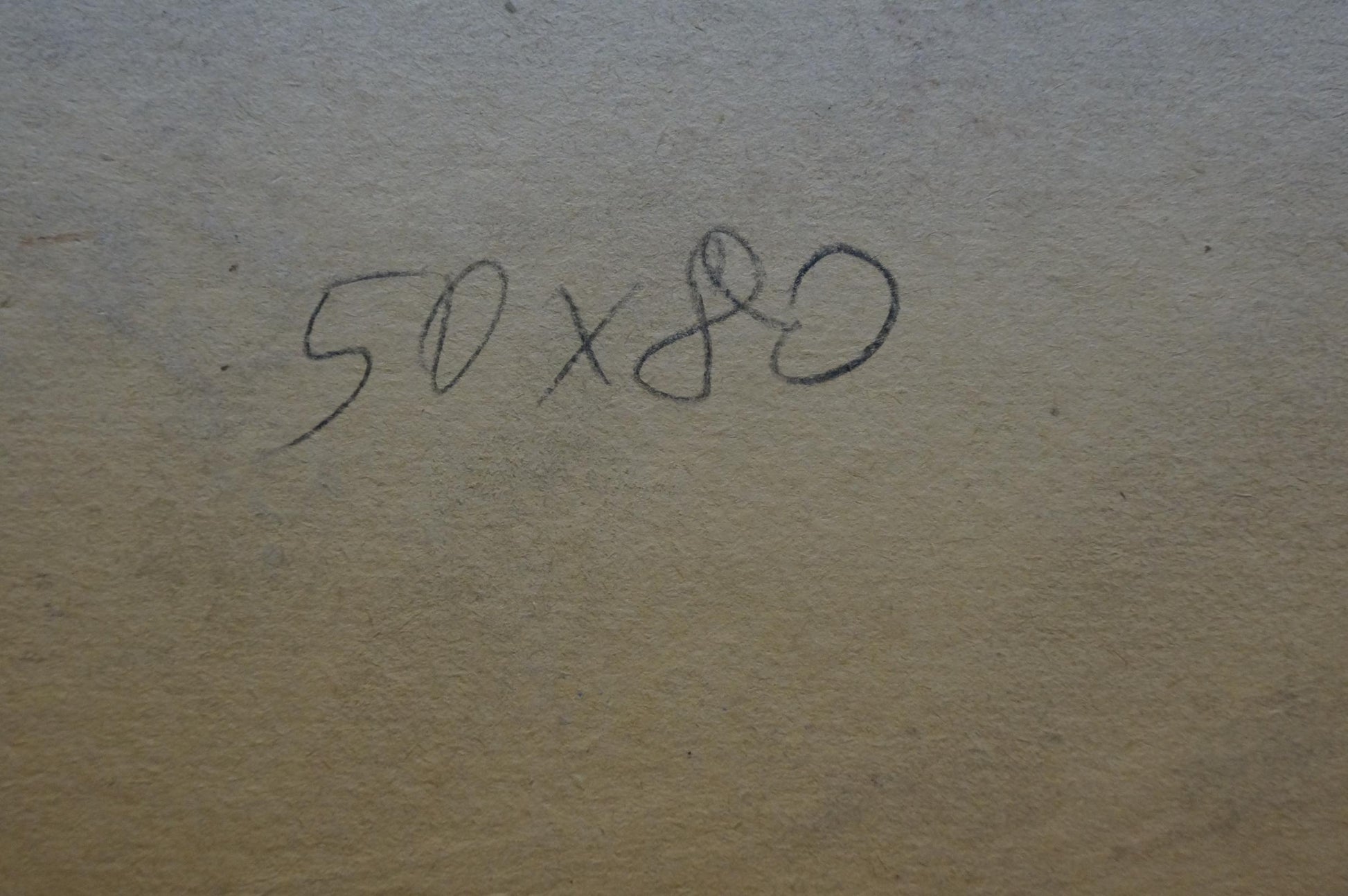 Back of Korygin Konstantin Nikolaevich oil painting 50x80 in handwritten black ink on beige canvas
