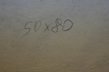 Back of Korygin Konstantin Nikolaevich oil painting 50x80 in handwritten black ink on beige canvas