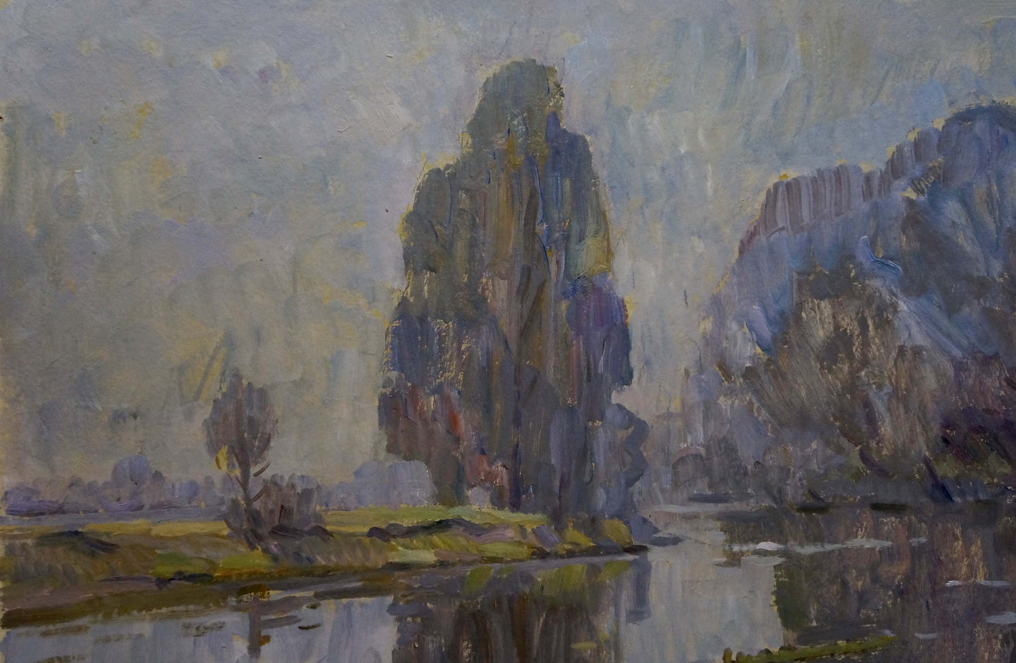 Impressionistic oil painting Fog by the forest by Dzyuban Ivan Feodosievich