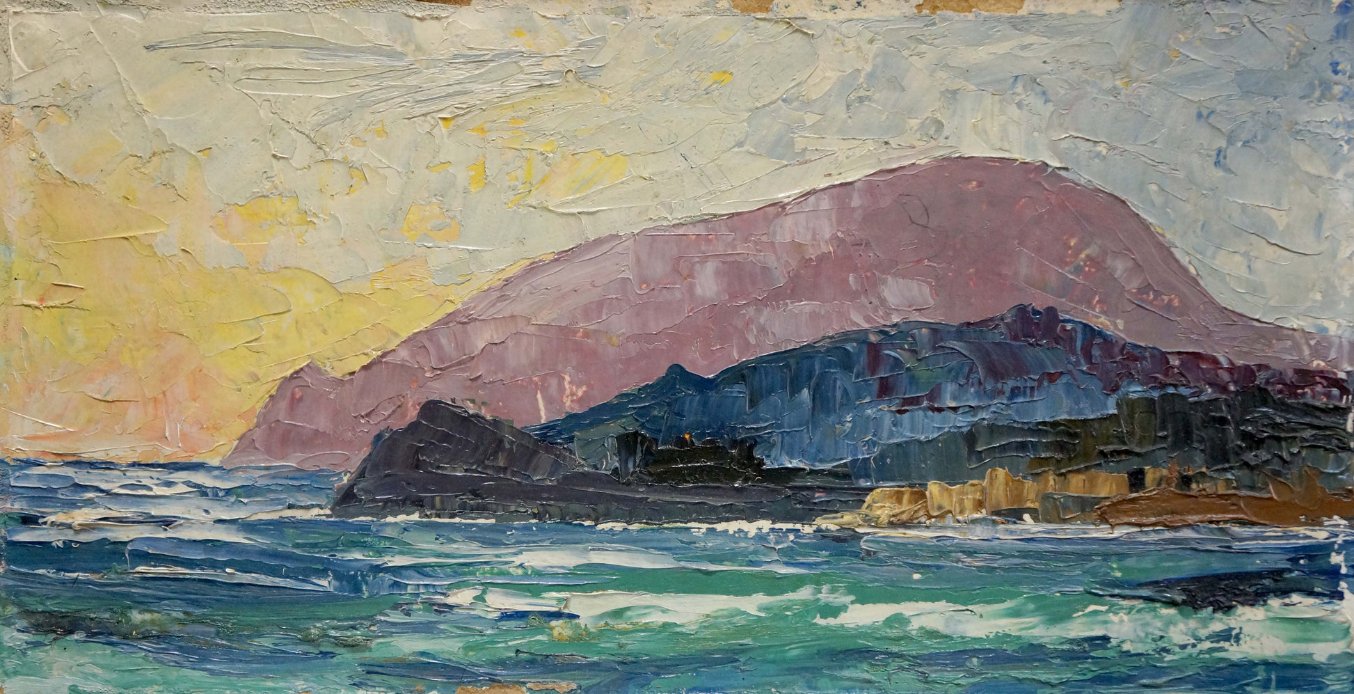 Oil painting Sea landscape Sigalevich L.E. textured impressionist coastal view