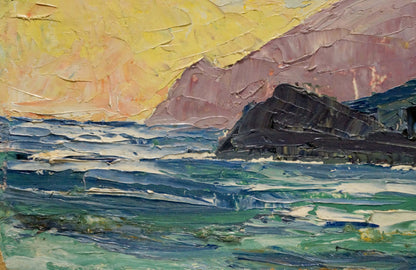 Oil painting Sea landscape by Sigalevich L.E. with vibrant skies and cliffs