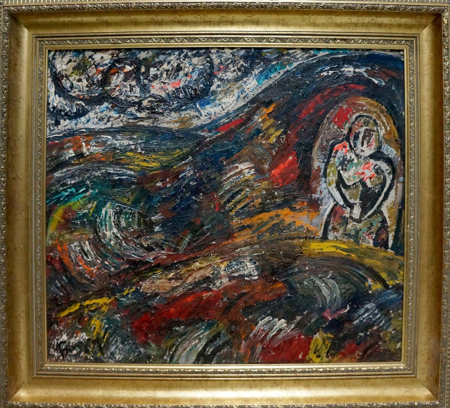 Abstract oil painting Space Bauer by Vladimir Alexandrovich in gold frame
