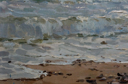 Textured oil painting of crashing ocean waves on shore by Zatsepina Zinaida Ilyinichna