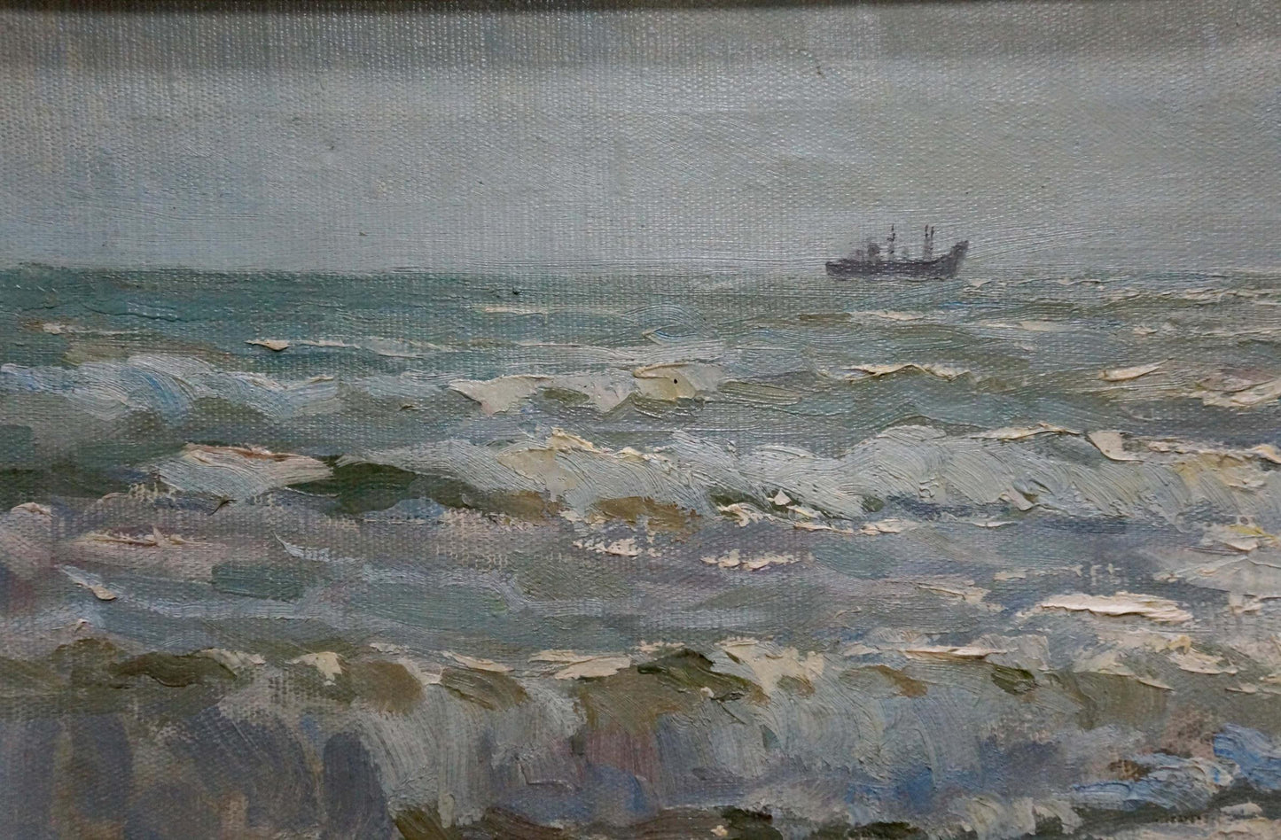 Oil painting Seascape by Zatsepina Zinaida Ilyinichna turbulent sea ship
