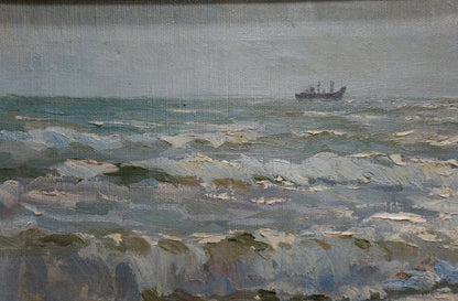 Oil painting Seascape by Zatsepina Zinaida Ilyinichna turbulent sea ship