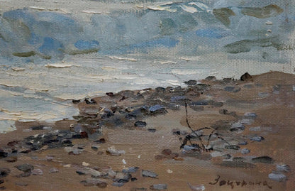 Oil painting Seascape by Zatsepina Zinaida Ilyinichna, textured coastal scene