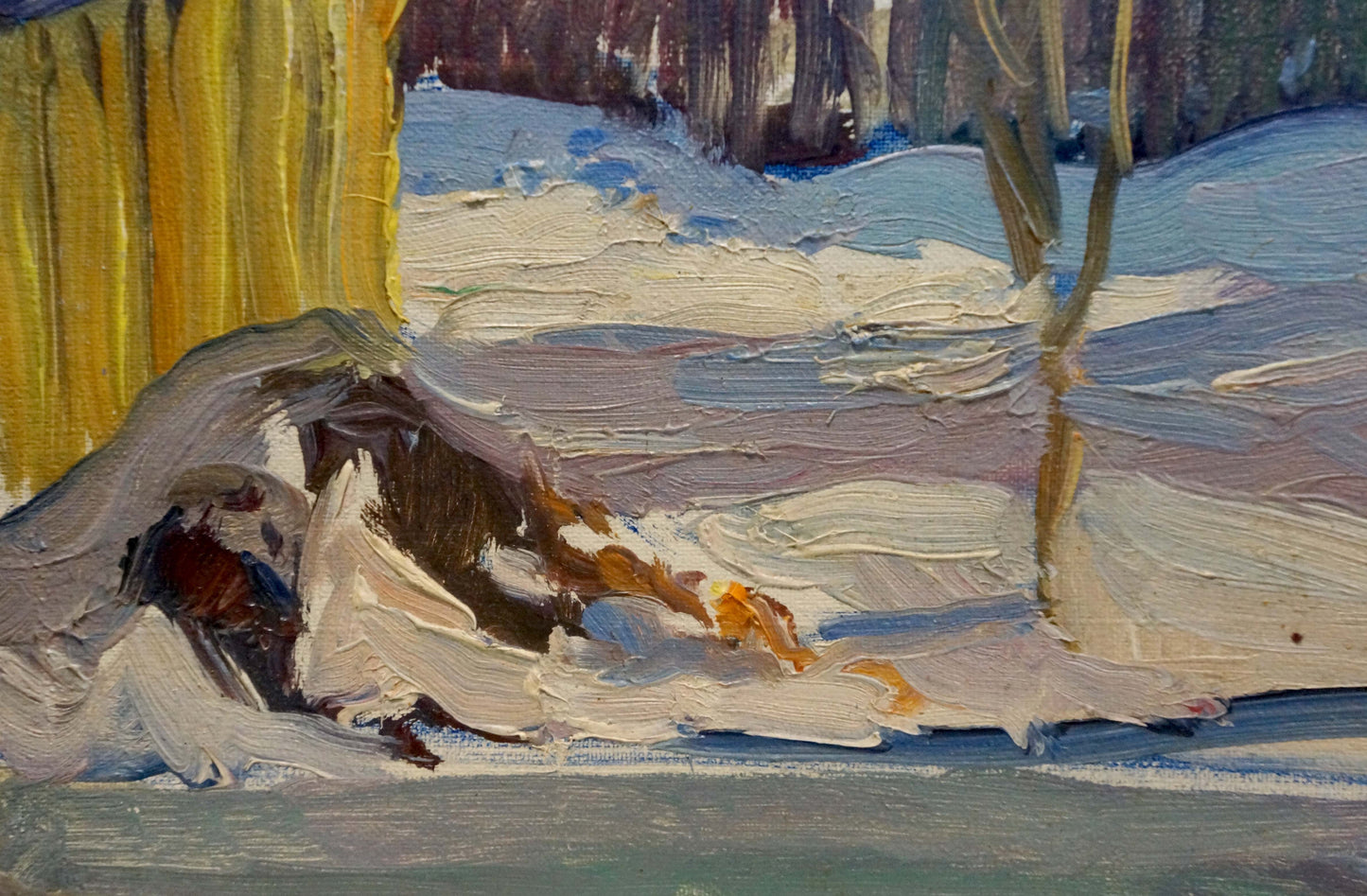 Oil painting of snowy landscape by Gantman Moisey Faibovich