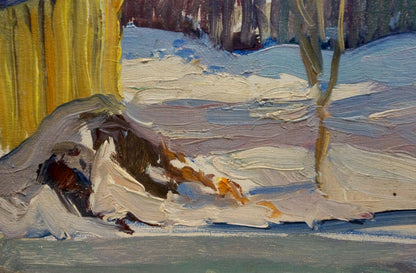 Oil painting of snowy landscape by Gantman Moisey Faibovich