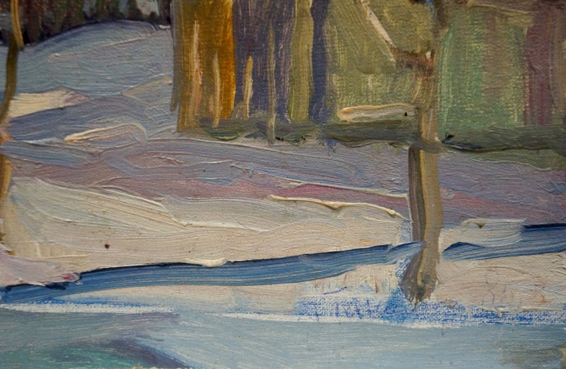 Oil painting of snowy landscape by Gantman Moisey Faibovich