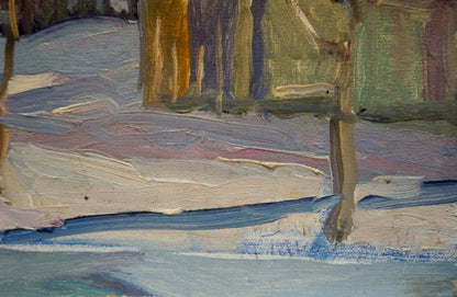 Oil painting of snowy landscape by Gantman Moisey Faibovich