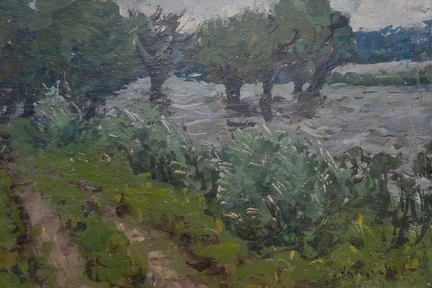 Oil painting Road to the Forest by Kolosovsky Georgy Sergeevich, river scene