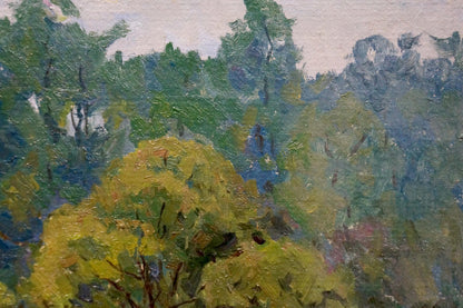 Oil painting of vibrant forest landscape by Kalatsyuk Yakov Alekseevich