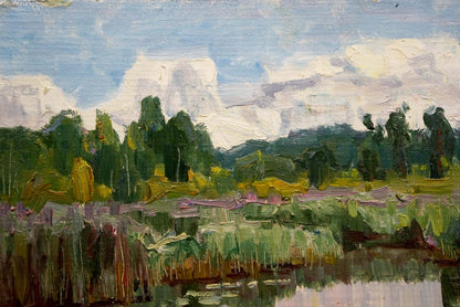 Oil painting Lake in the forest by Sabadysh Petr Evlampievich