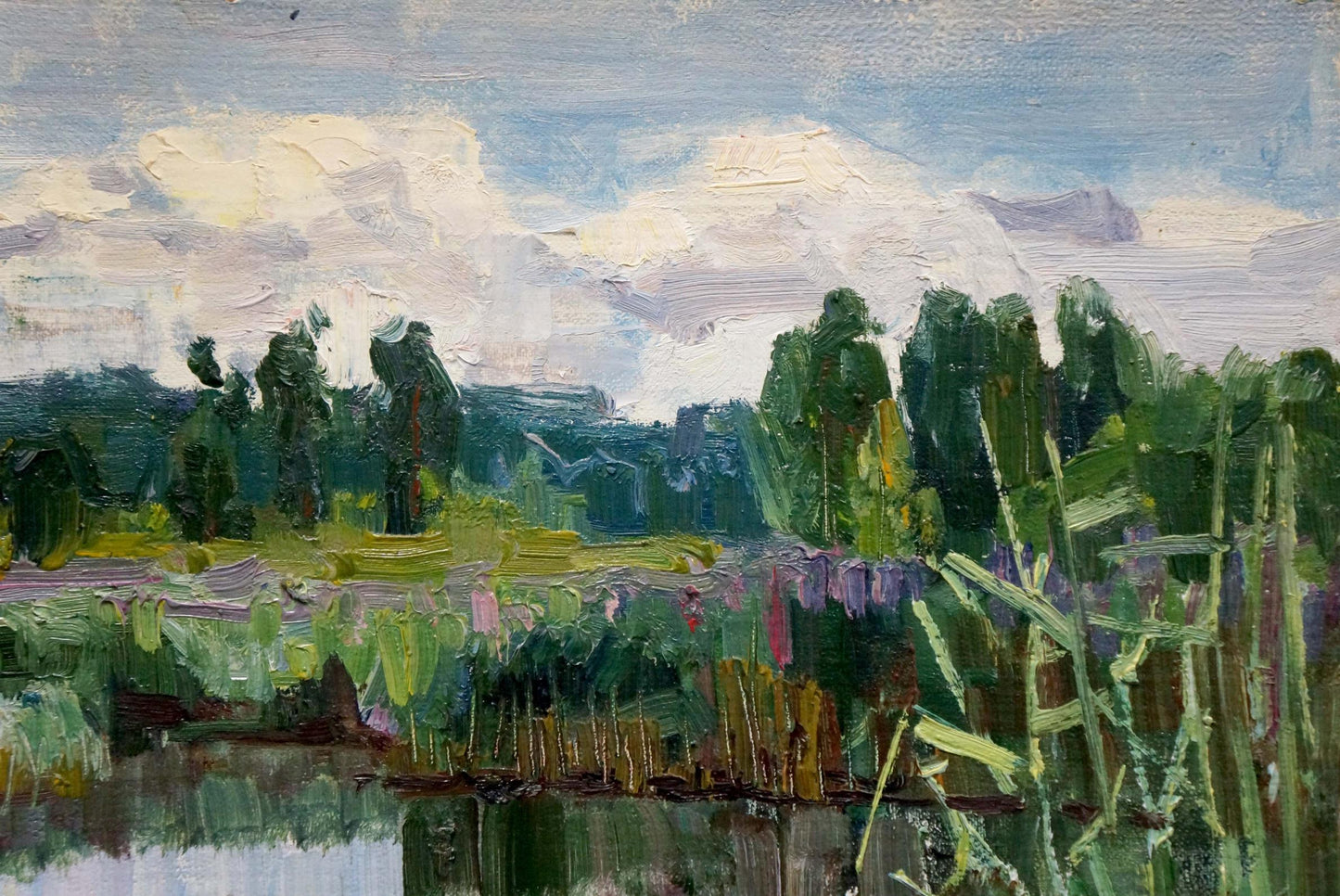Oil painting Lake in the forest by Sabadysh Petr Evlampievich