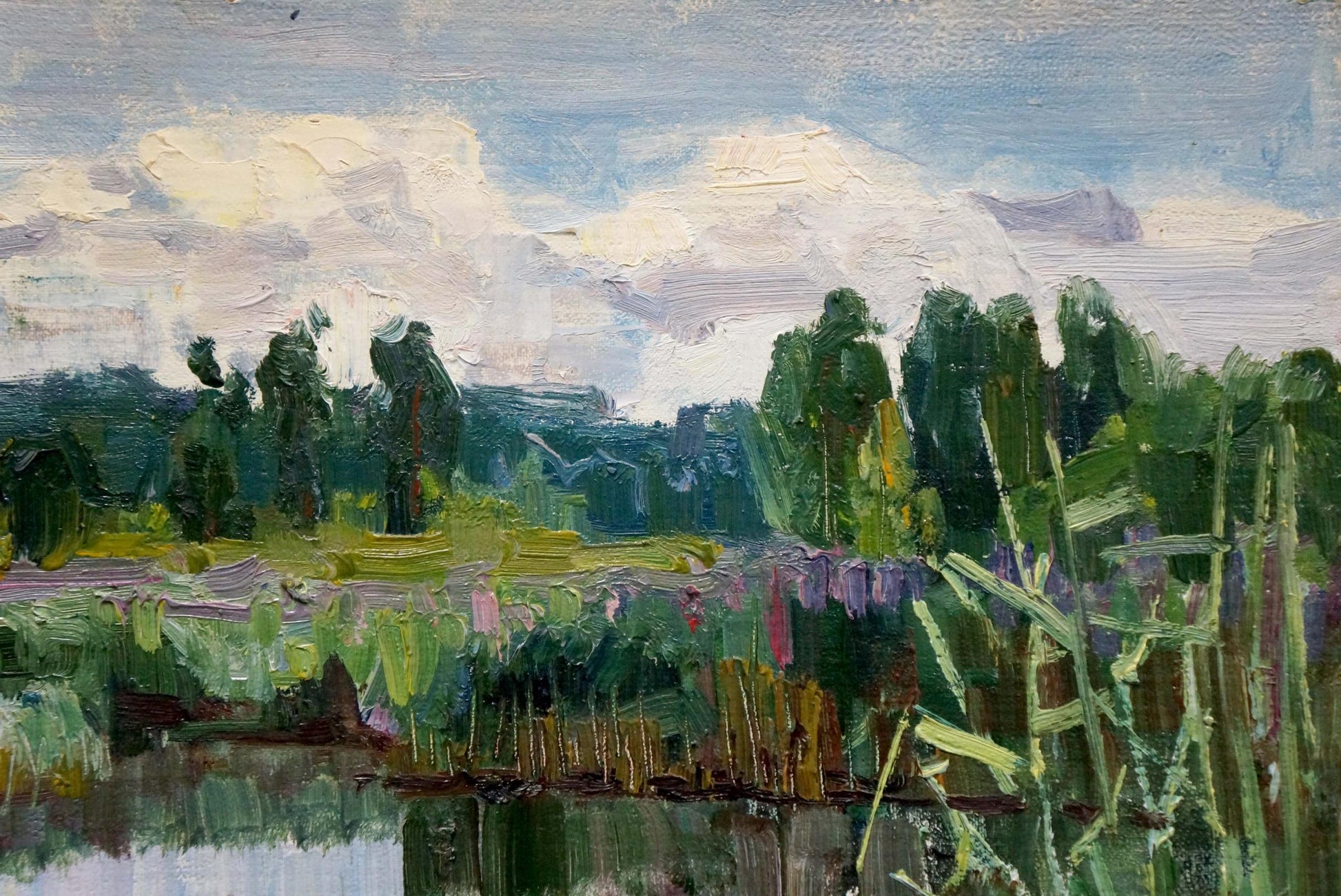 Oil painting Lake in the forest by Sabadysh Petr Evlampievich
