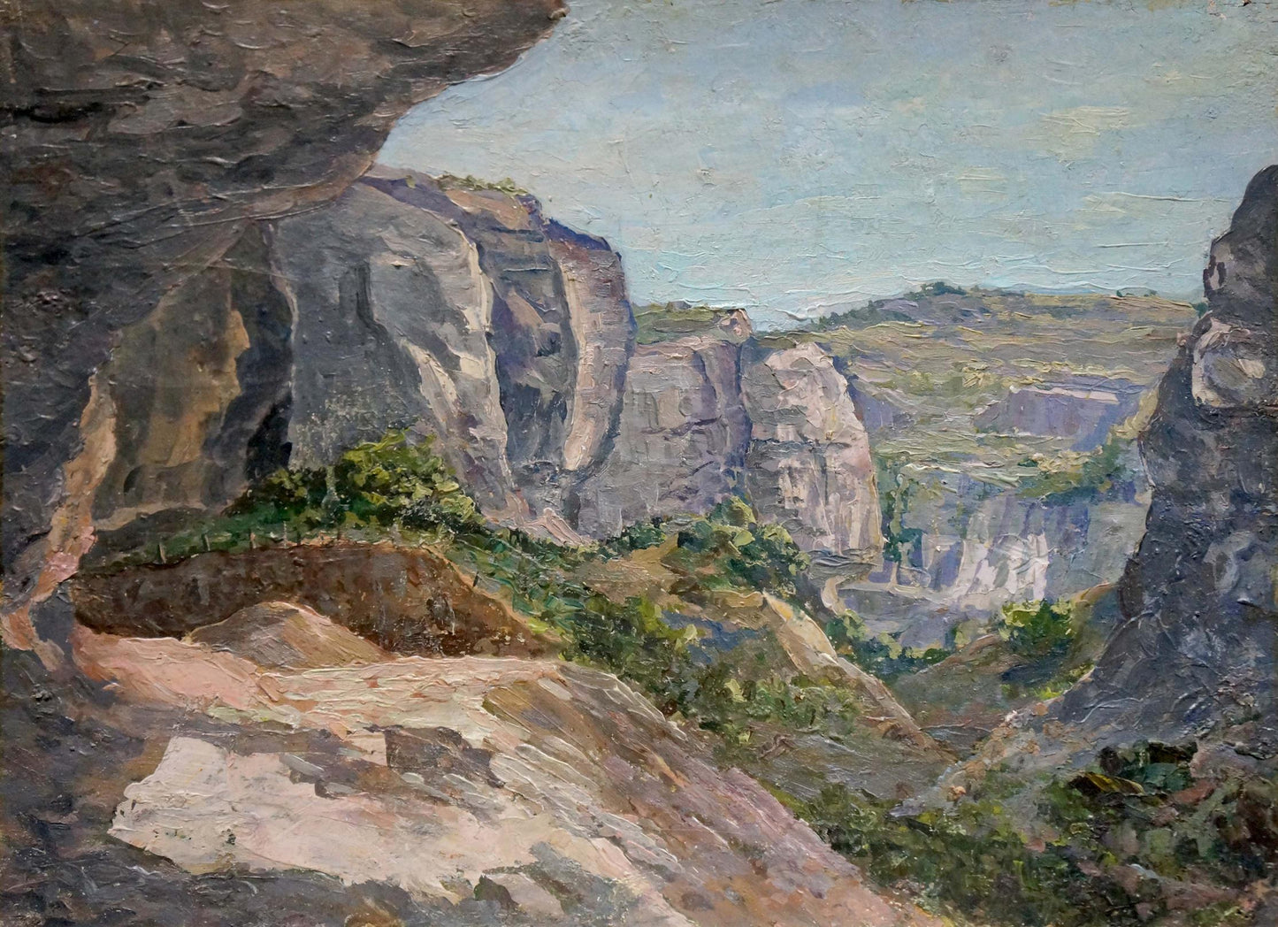 Oil painting of rugged mountain canyon by Elena Varnavovna Nagaevskaya