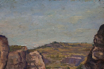 Oil painting of rugged mountain canyon by Elena Varnavovna Nagaevskaya