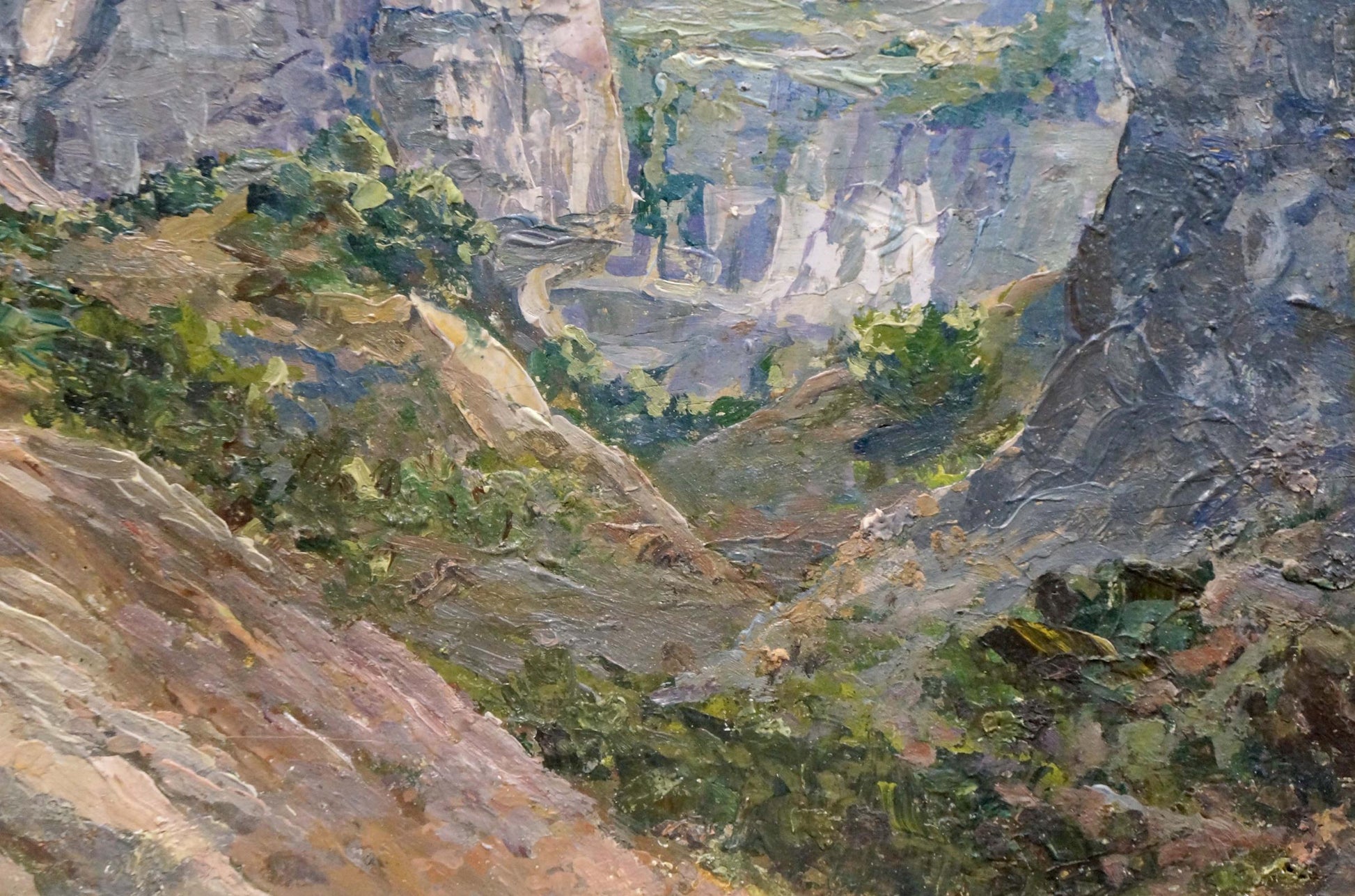 Oil painting of rugged mountain canyon by Elena Varnavovna Nagaevskaya
