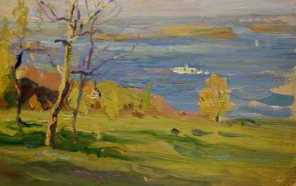 Serene impressionist oil painting Sea view by Komendant Yuriy Sergeyevich