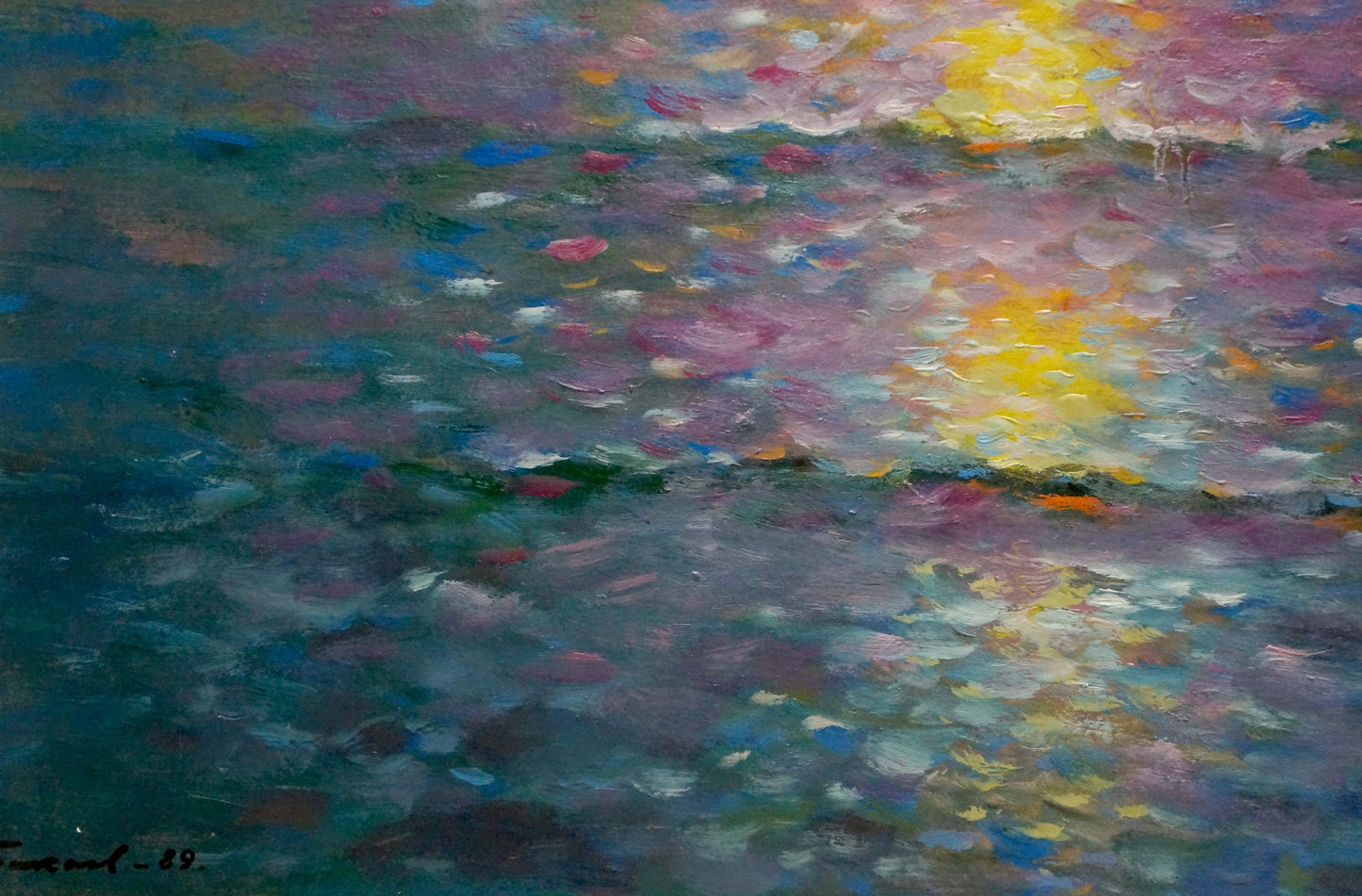 Oil painting Morning by Bakaev Sergey Ivanovich in teal pink yellow blue