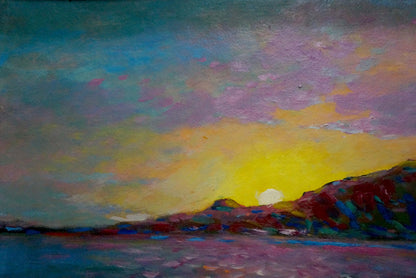 Vibrant impressionist sunset oil painting by Bakaev Sergey Ivanovich