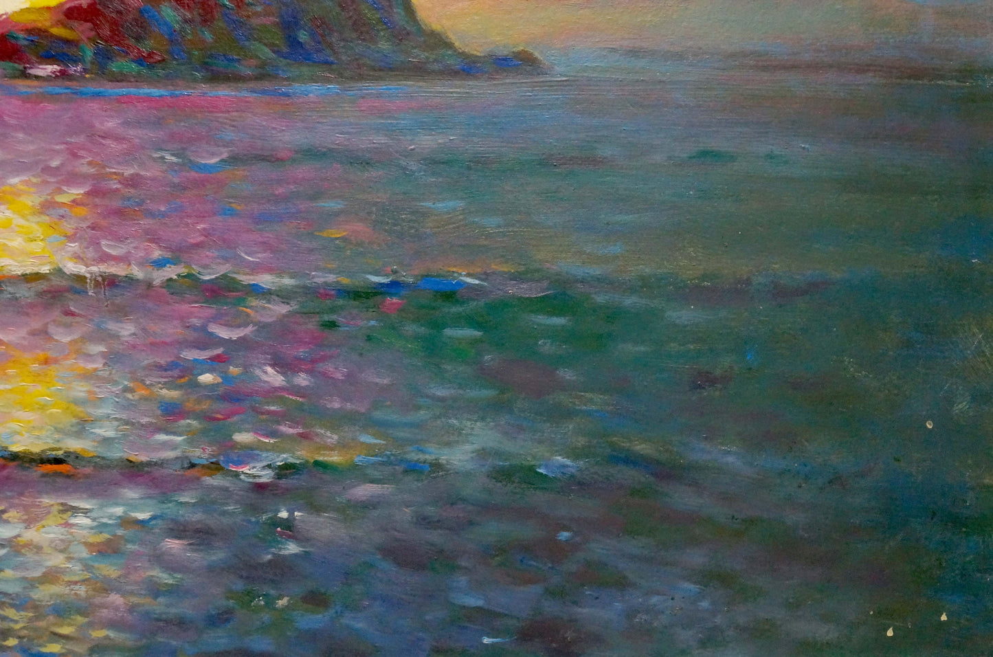 Vibrant impressionist oil painting Morning Bakaev Sergey Ivanovich coastal sunset scene