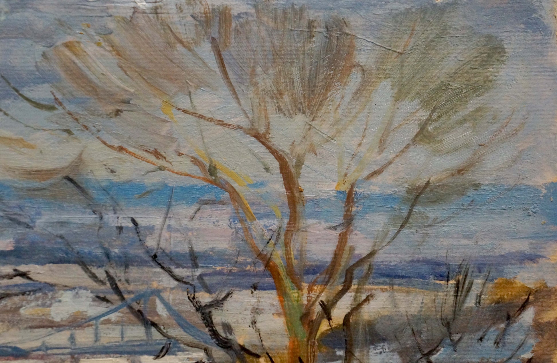 Textured impressionist oil painting Before a Winter Snowstorm by Nikolay Buryachok