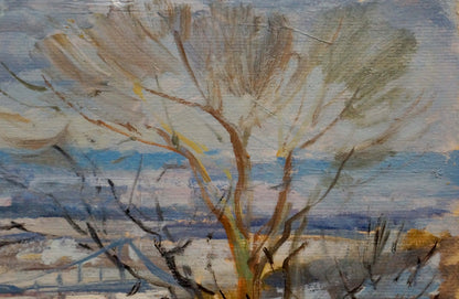 Textured impressionist oil painting Before a Winter Snowstorm by Nikolay Buryachok