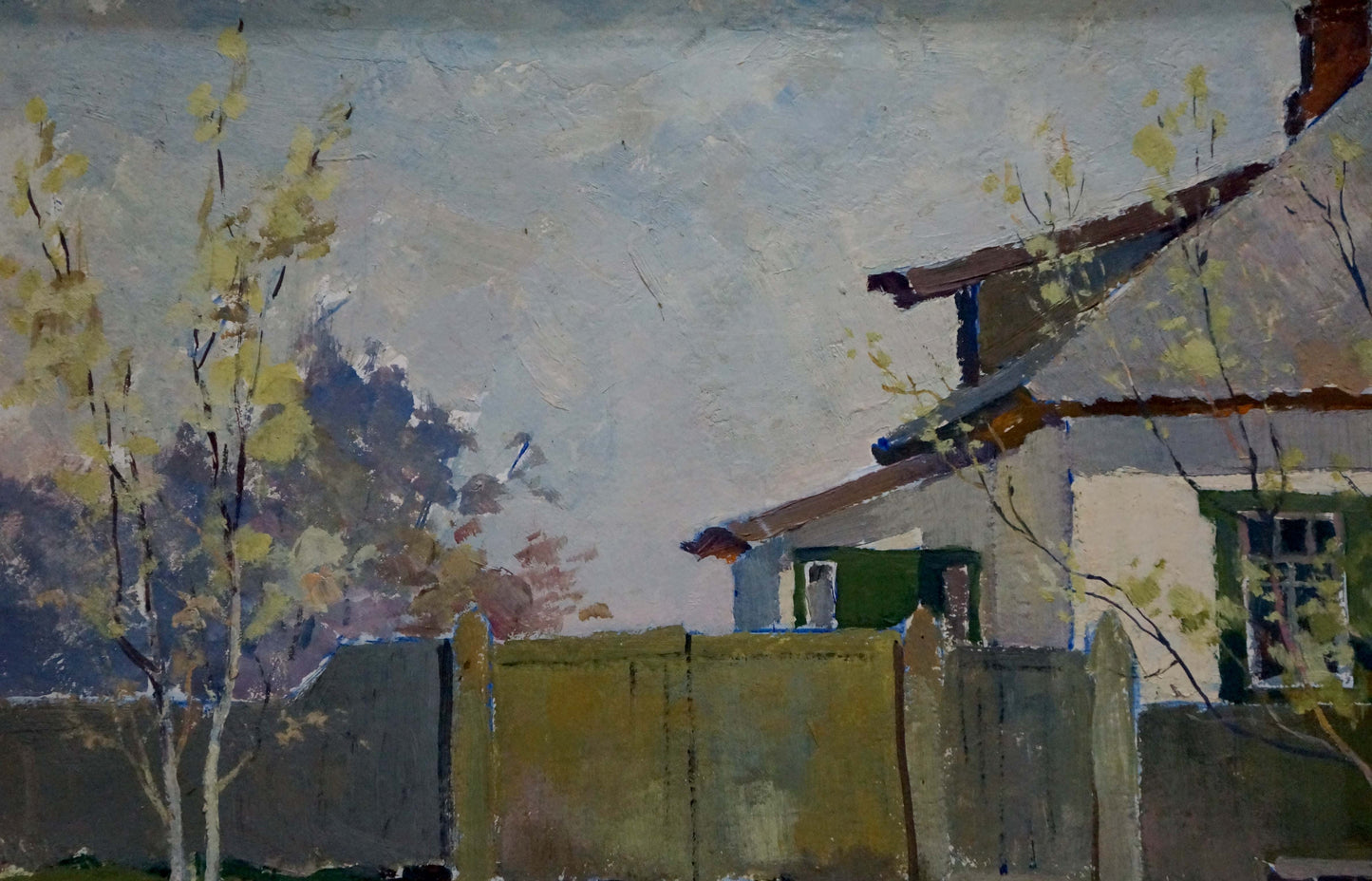 Oil painting of rustic wooden fence by Kordonskiy Martin-Vigdor Leybovich