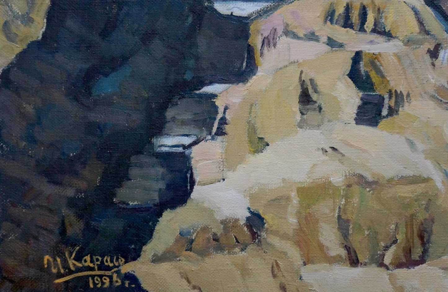 Oil painting of sunlit ruins of Karas palace by Joseph Ilyich