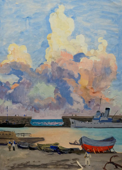 Vibrant impressionist harbor painting by Shavykin Dmitriy Nikolayevich