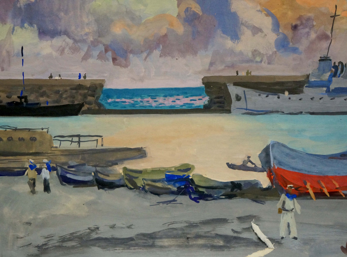 Vibrant watercolor harbor scene by Shavykin Dmitriy Nikolayevich