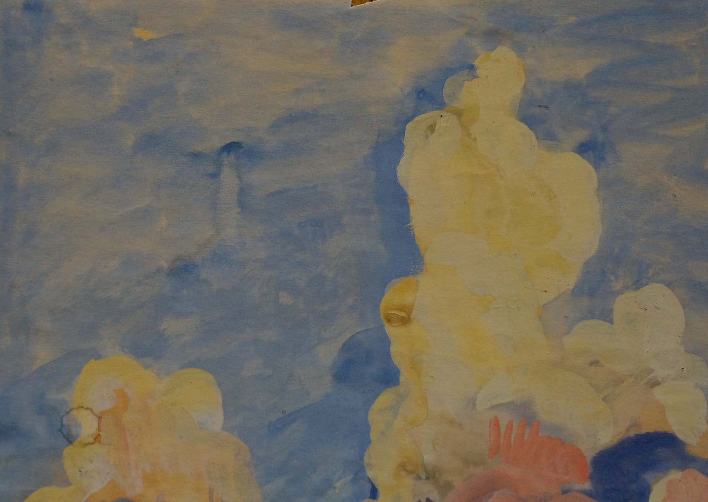 Soft yellow watercolor cloud on blue sky in Shavykin Dmitriy Nikolayevich painting