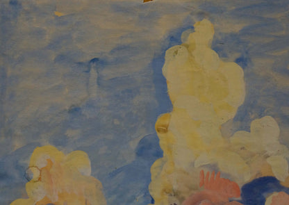 Soft yellow watercolor cloud on blue sky in Shavykin Dmitriy Nikolayevich painting