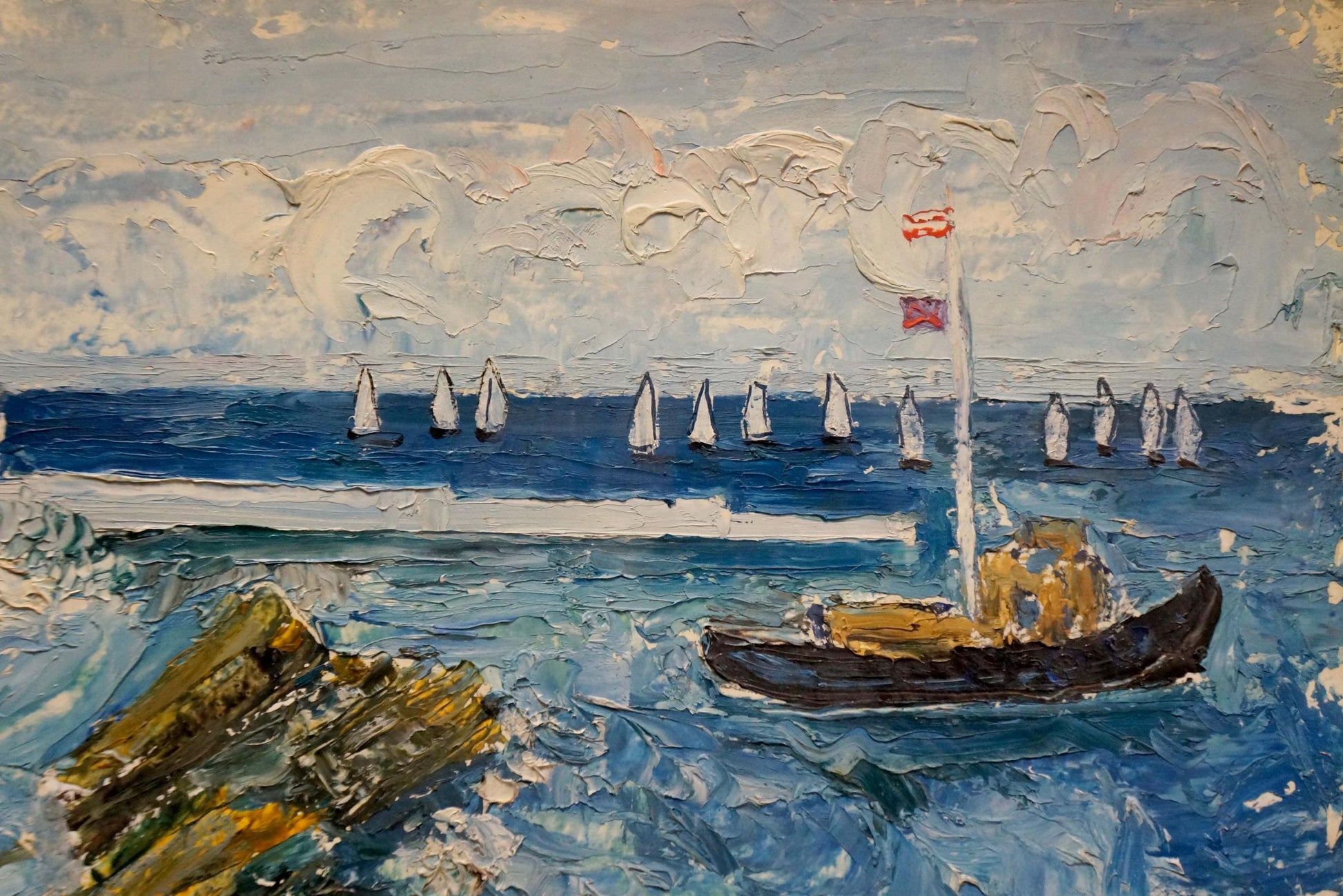 Oil painting by Strelnikov Aleksey Vladimirovich: dark boat in Odessa landscapes