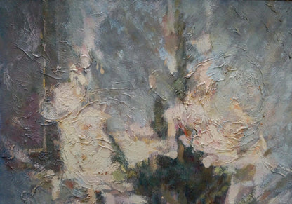 Abstract oil still life with flowers by Zhurakovsky Victor Petrovich