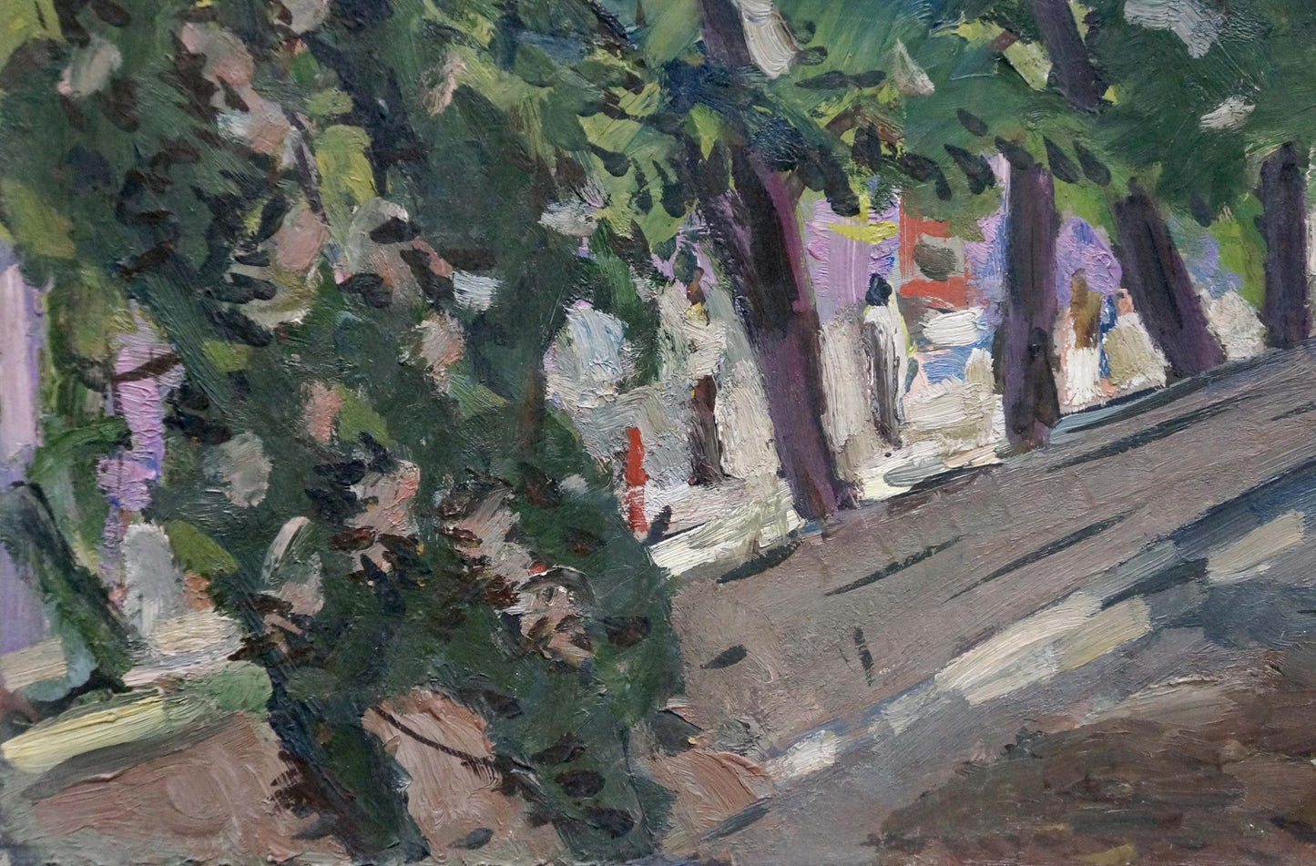 Vibrant impressionist oil painting of park path by Karelin Vyacheslav