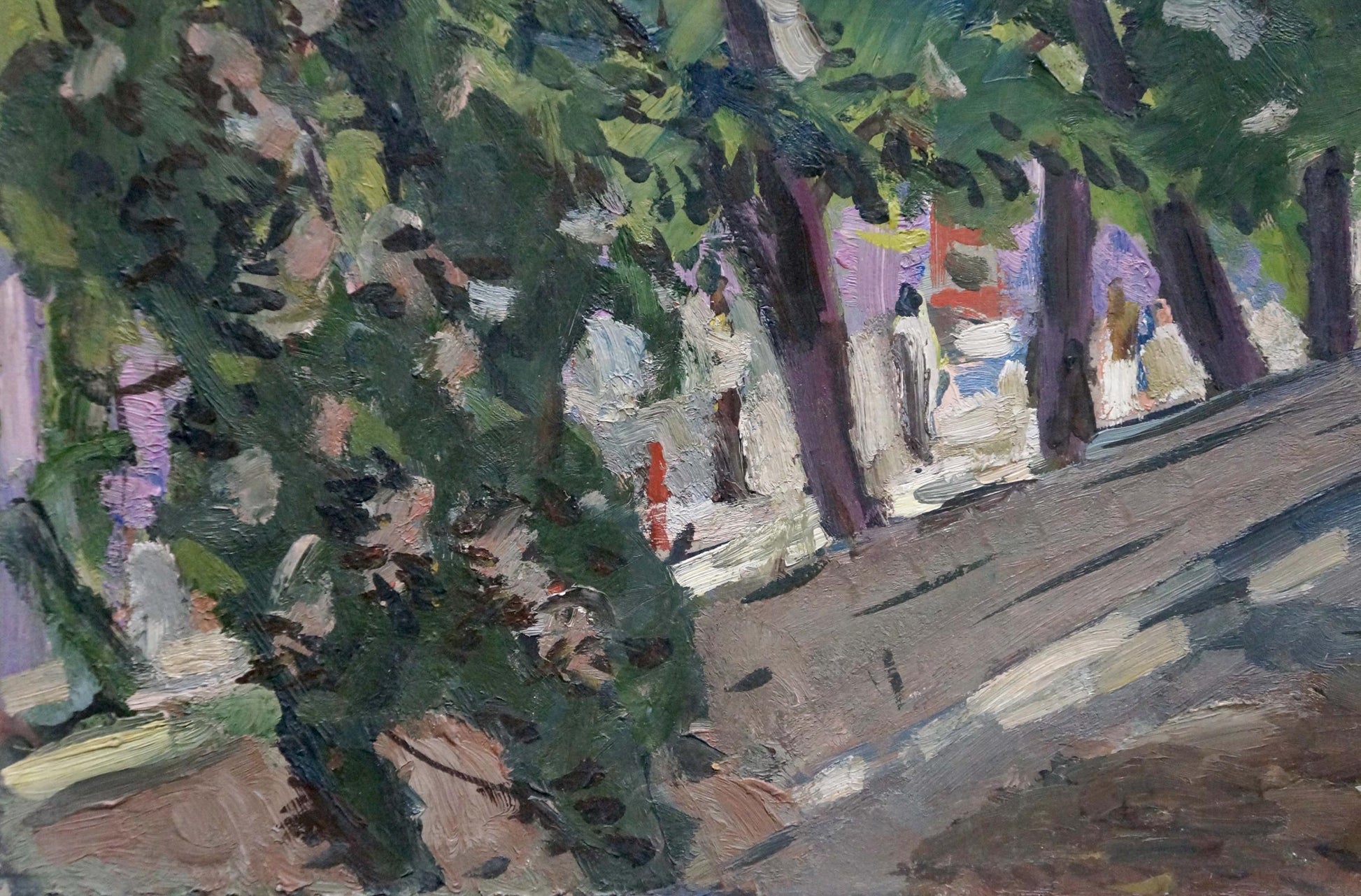 Vibrant impressionist oil painting of park path by Karelin Vyacheslav