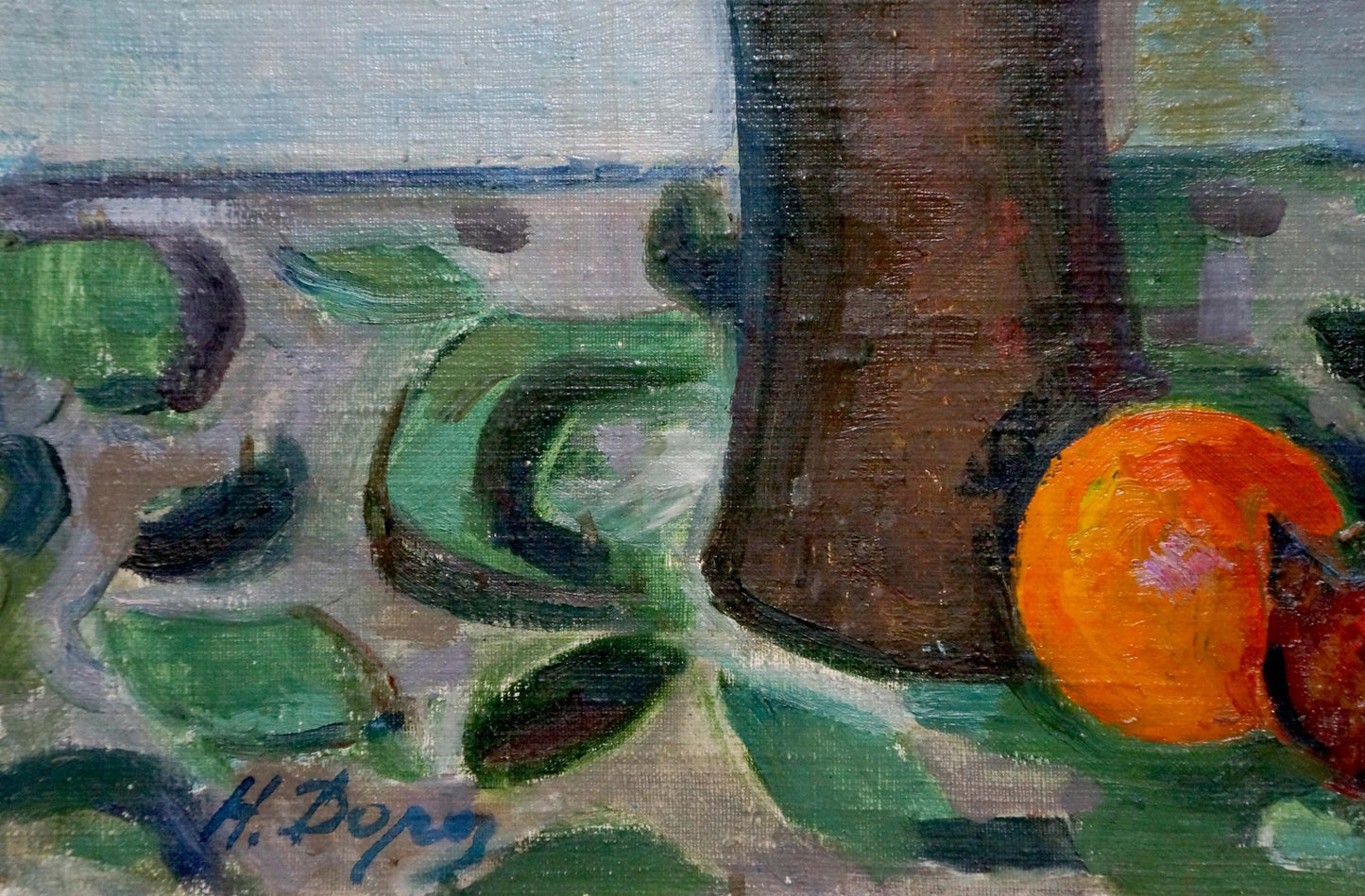 Impressionistic oil painting of vibrant orange fruit by Dorofeev Nikolay Ivanovich