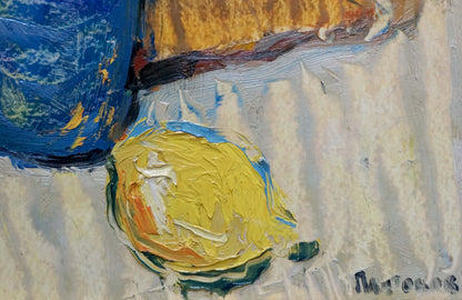 Vibrant yellow lemon oil painting by Platonov Anatoly Georgievich