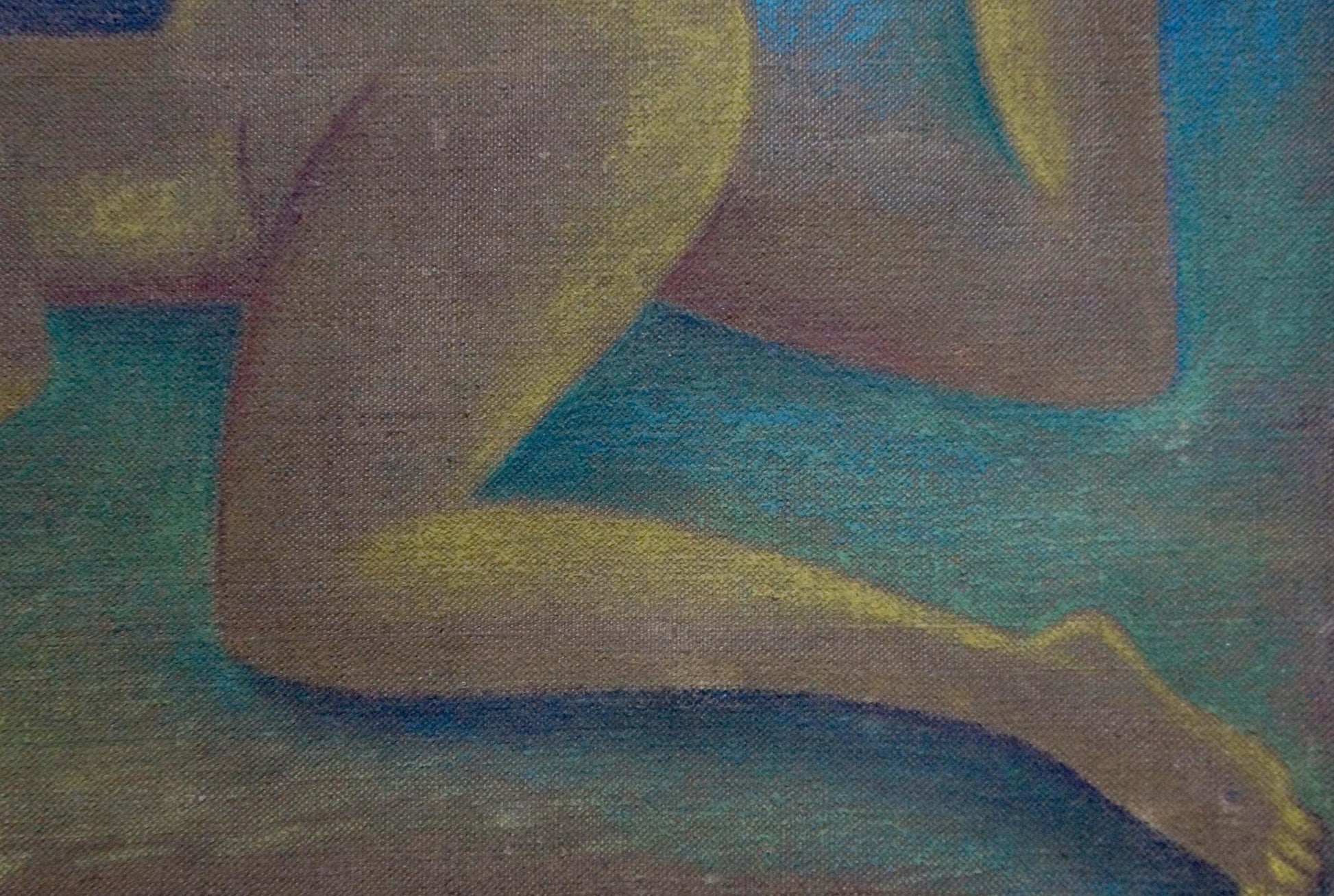 Oil painting Undraped girl by Victor Sergeevich Bart, abstracted legs in earthy tones