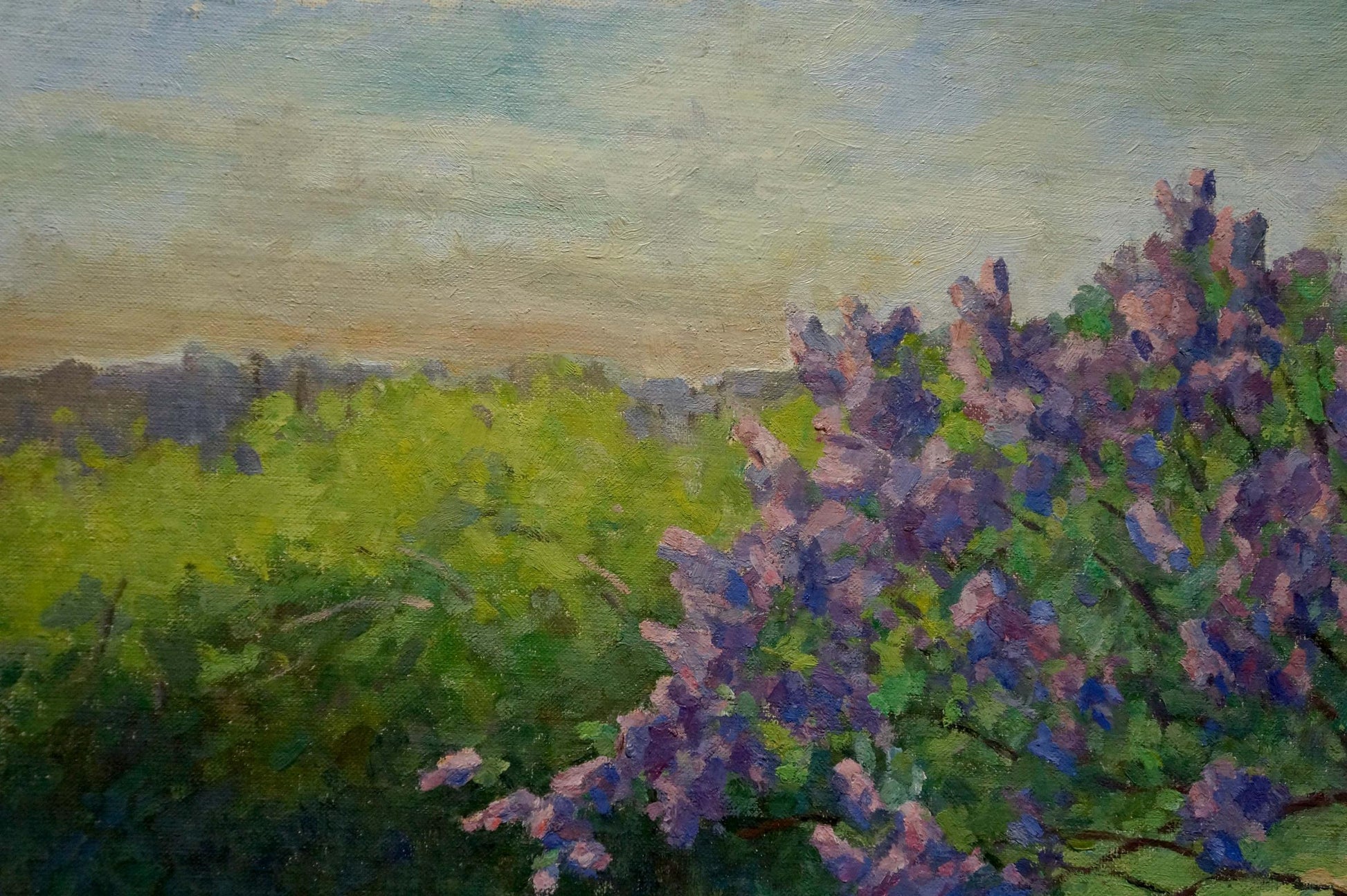 Impressionistic oil painting of purple lilac blooms by Fedorov Nikolay Alekseevich