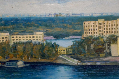 Oil painting of fishing port riverside by Filatov Vladimir Nikolaevich
