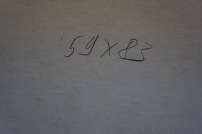 Back of Painting Portrait of Lenin with handwritten 59 x 83 inches notation