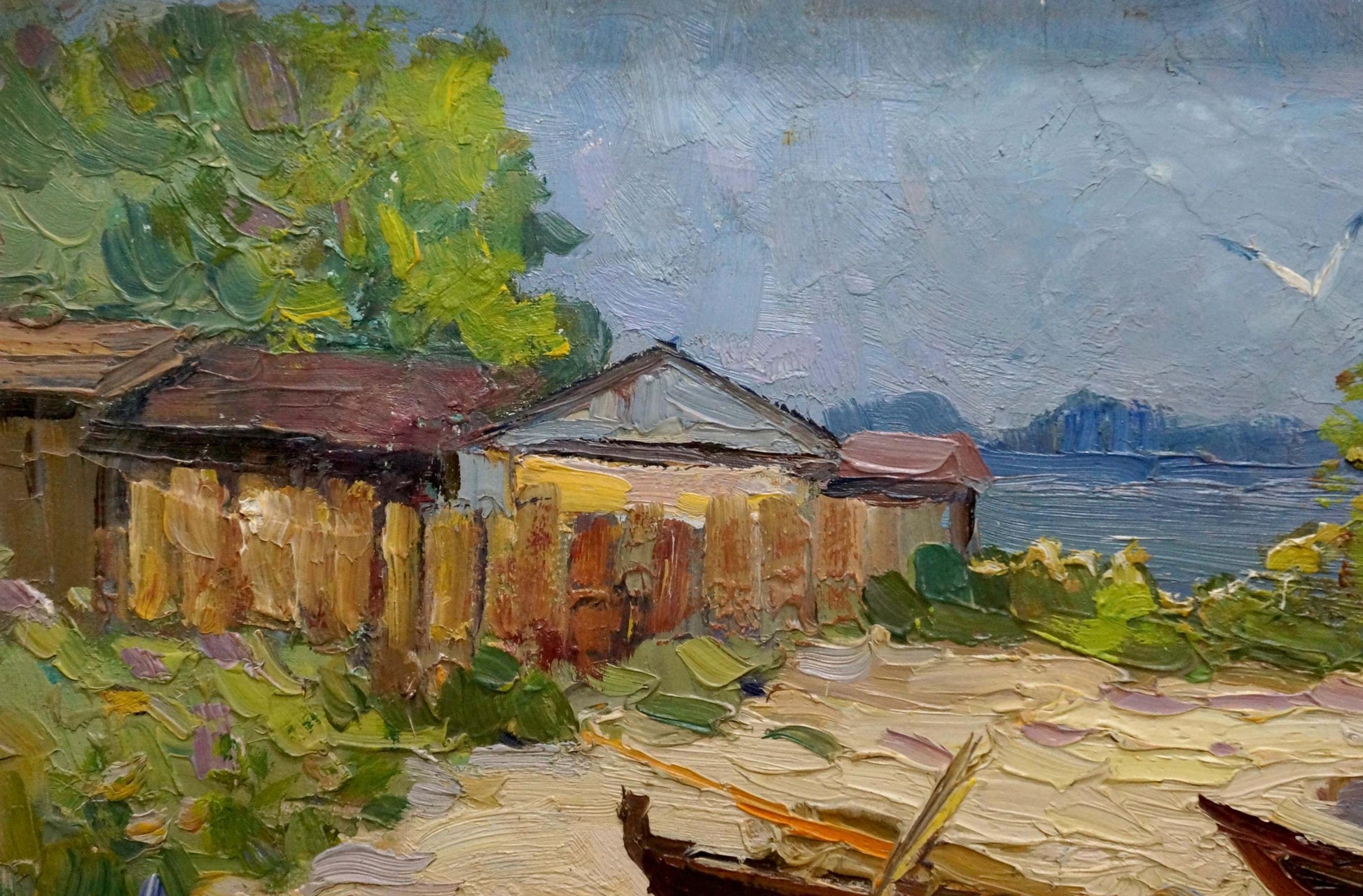 Oil painting Broken Trough by Yarovoy Stepan Kalinovich rustic lake scene
