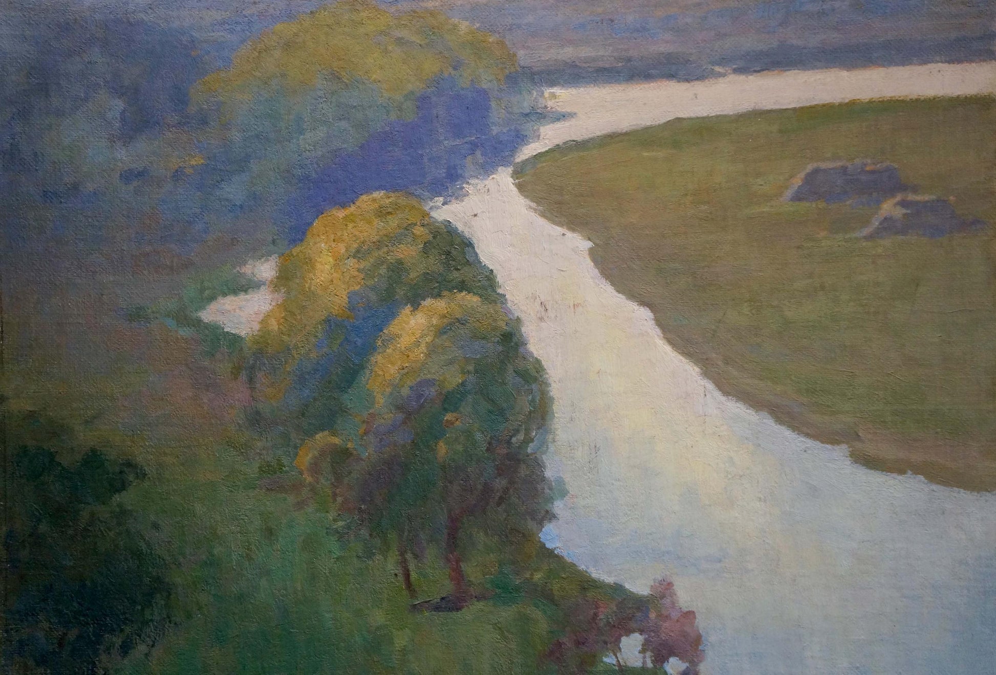 Serene impressionistic oil painting The river flows by Fedorov Nikolay Alekseevich