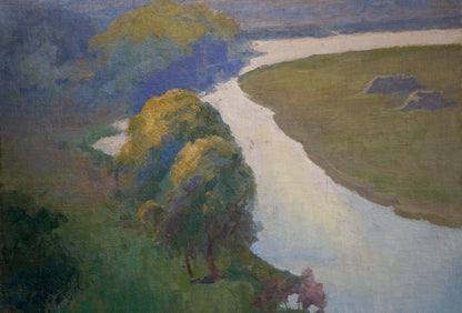 Serene impressionistic oil painting The river flows by Fedorov Nikolay Alekseevich