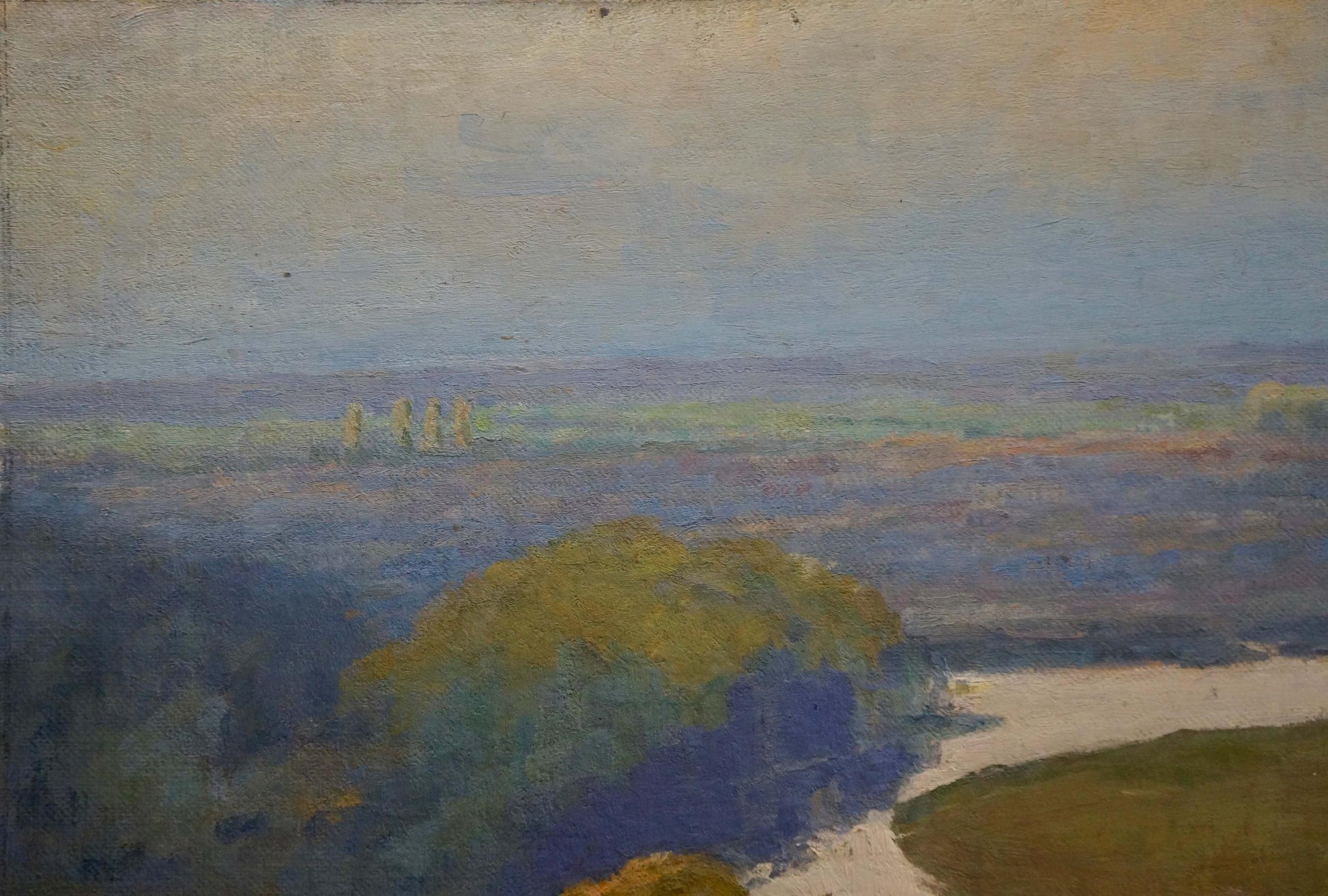 Oil painting The river flows by Fedorov Nikolay Alekseevich, hazy landscape