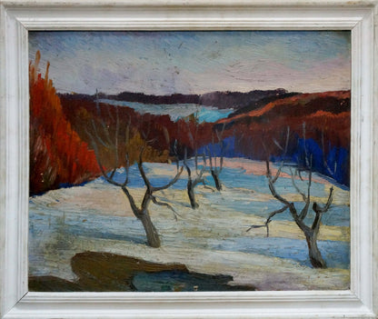Framed oil painting Winter Tkachenko M.S. winter landscape in bold strokes