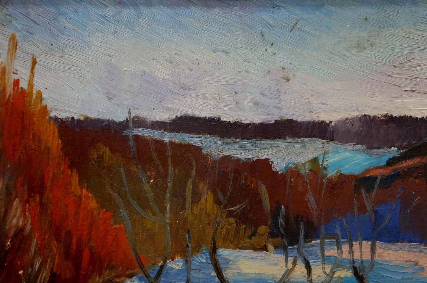 Vibrant autumn oil painting by Winter Tkachenko M.S. with fiery foliage